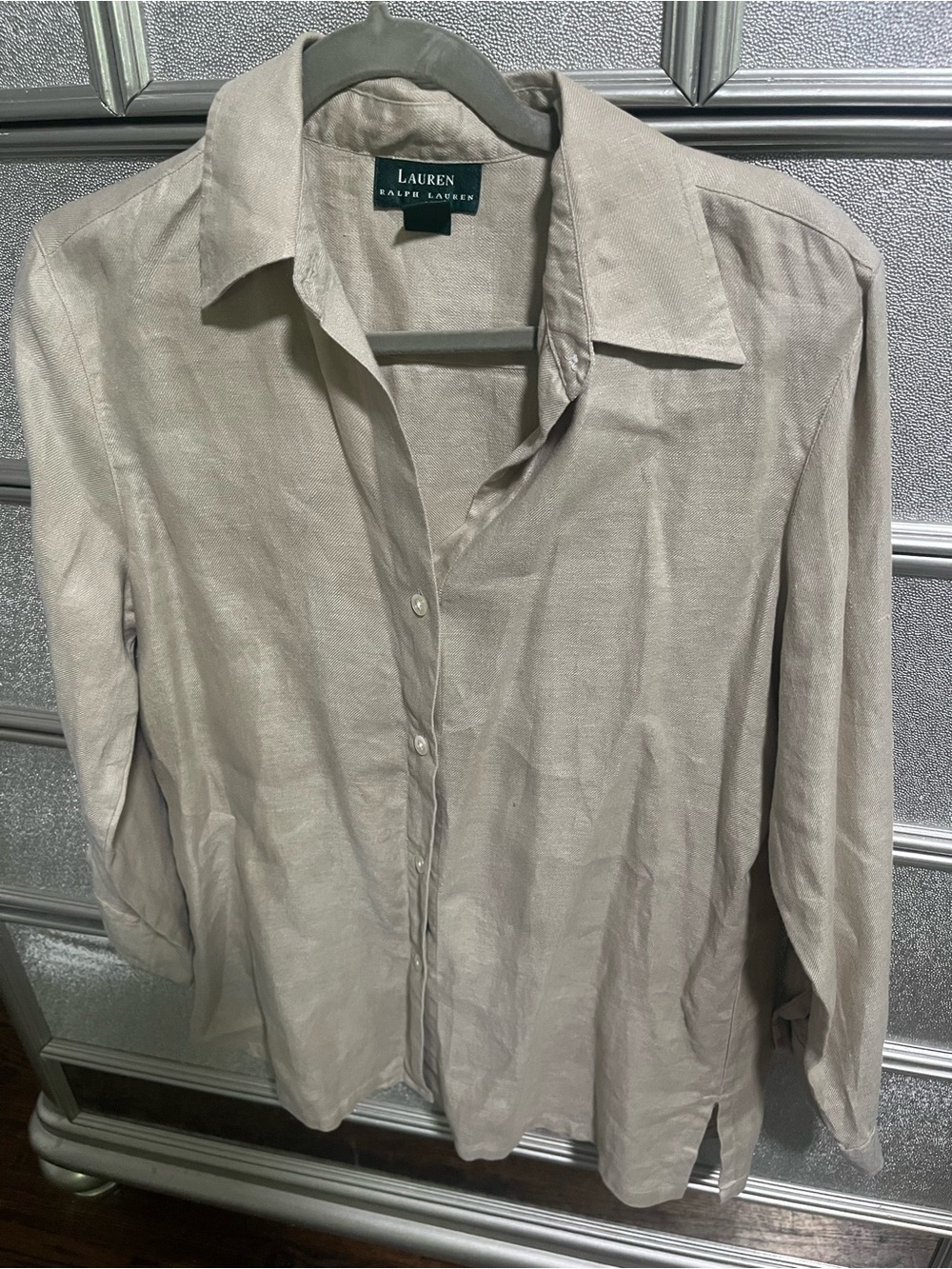 Ralph Lauren Women’s Light Beige Linen Button-Down Shirt